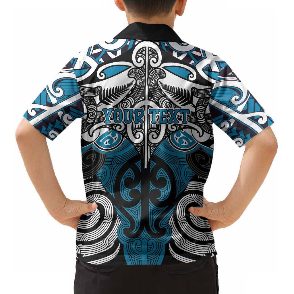 Personalised Maori Ngati Porou Kid Hawaiian Shirt Silver Fern Kowhaiwhai Art LT01 - Polynesian Pride