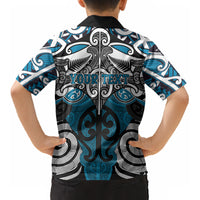 Personalised Maori Ngati Porou Kid Hawaiian Shirt Silver Fern Kowhaiwhai Art LT01 - Polynesian Pride