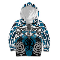 Personalised Maori Ngati Porou Kid Hoodie Silver Fern Kowhaiwhai Art LT01 Hoodie Blue - Polynesian Pride