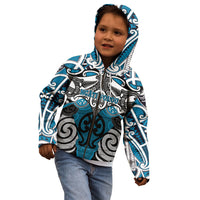 Personalised Maori Ngati Porou Kid Hoodie Silver Fern Kowhaiwhai Art LT01 - Polynesian Pride