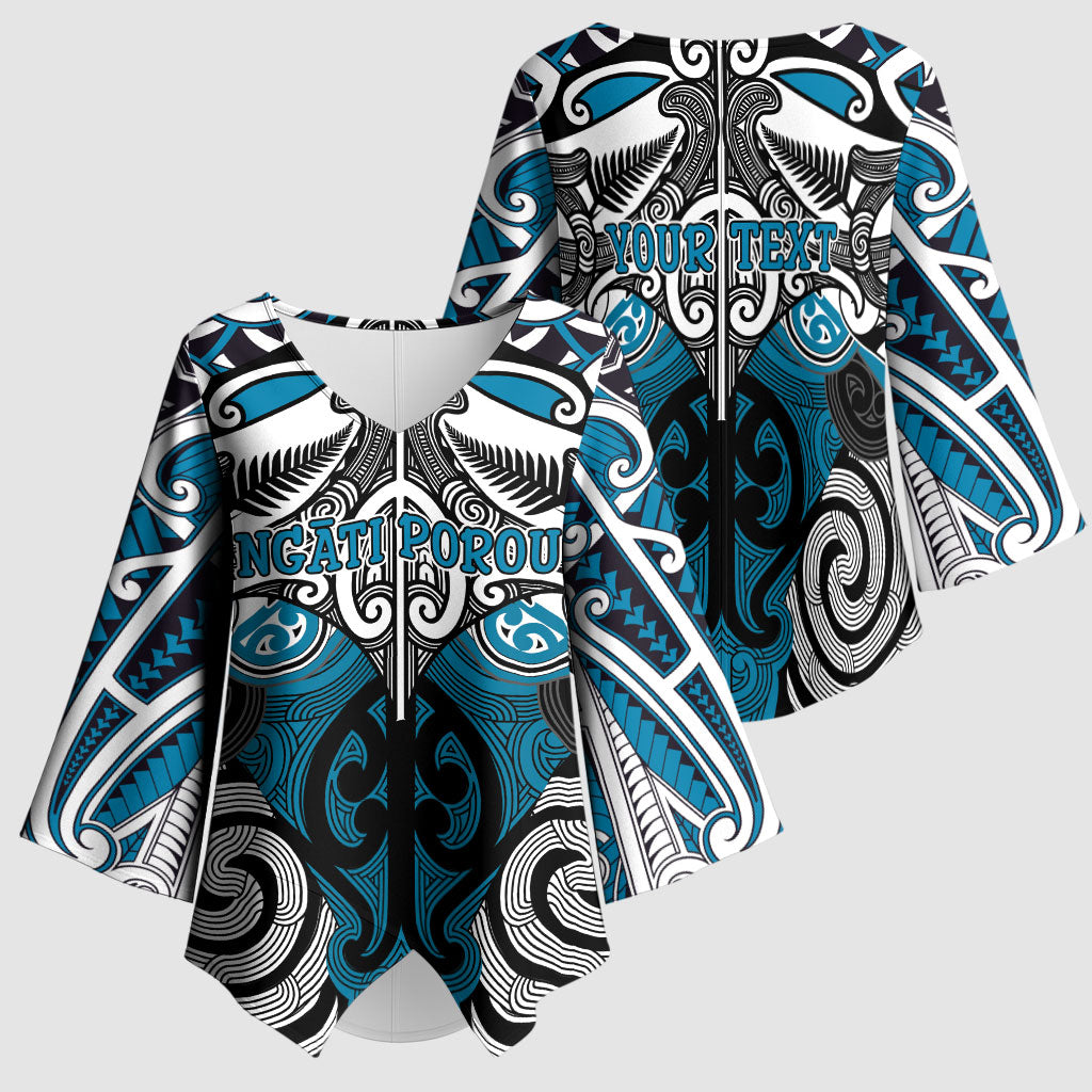 Personalised Maori Ngati Porou Kimono Sleeve Blouse Silver Fern Kowhaiwhai Art LT01 - Polynesian Pride