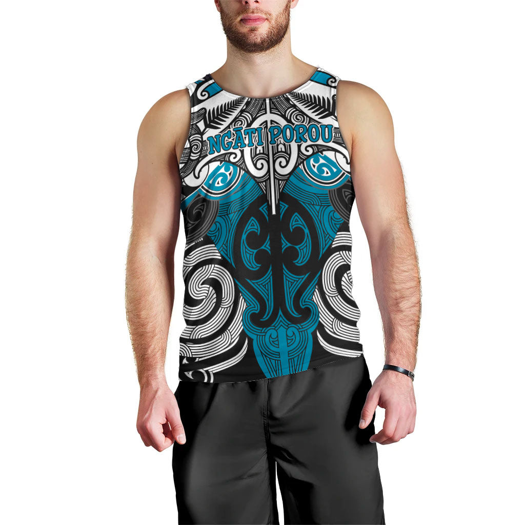 Personalised Maori Ngati Porou Men Tank Top Silver Fern Kowhaiwhai Art LT01 - Polynesian Pride
