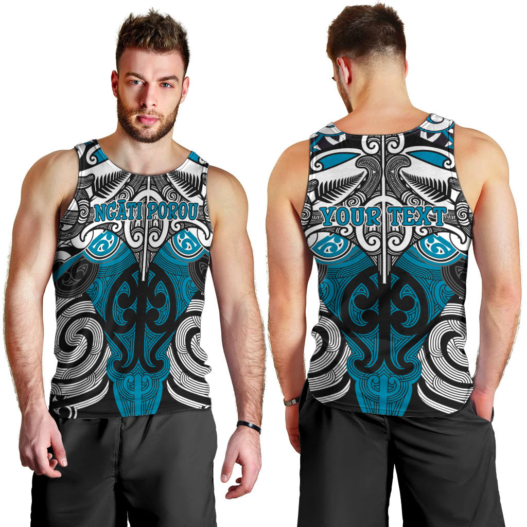 Personalised Maori Ngati Porou Men Tank Top Silver Fern Kowhaiwhai Art LT01 - Polynesian Pride