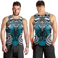 Personalised Maori Ngati Porou Men Tank Top Silver Fern Kowhaiwhai Art LT01 - Polynesian Pride