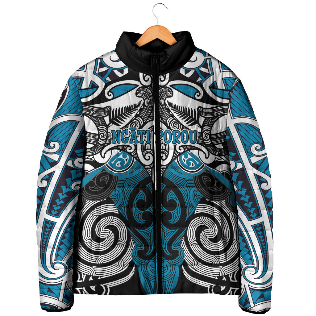 Personalised Maori Ngati Porou Padded Jacket Silver Fern Kowhaiwhai Art LT01 - Polynesian Pride