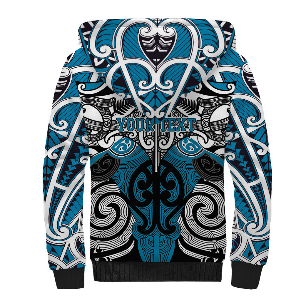 Personalised Maori Ngati Porou Sherpa Hoodie Silver Fern Kowhaiwhai Art LT01 - Polynesian Pride