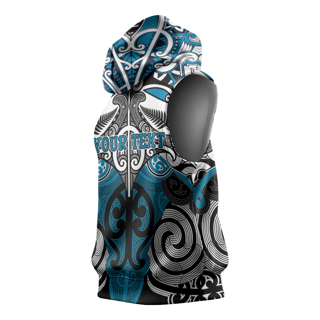 Personalised Maori Ngati Porou Sleeveless Hoodie Silver Fern Kowhaiwhai Art LT01 - Polynesian Pride