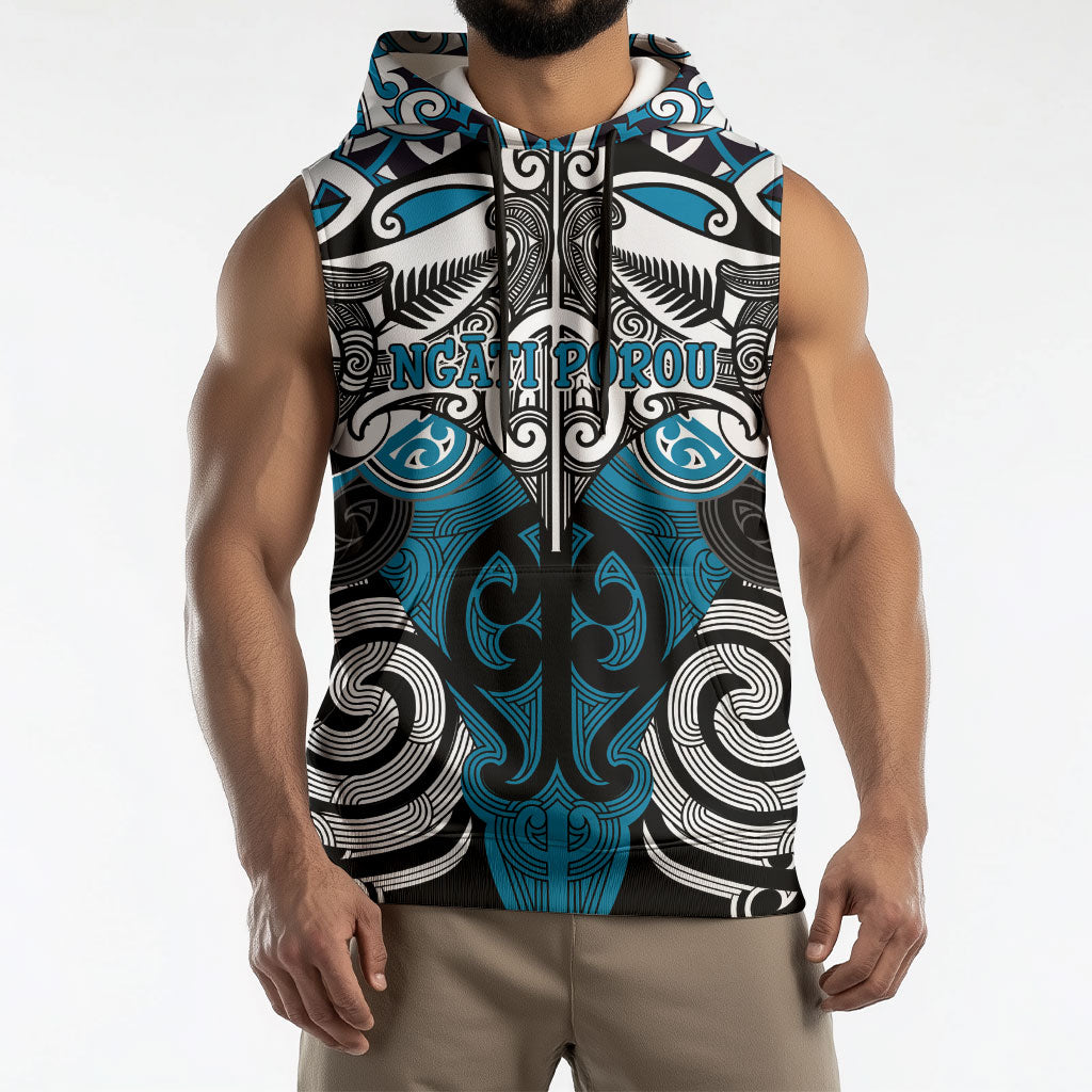 Personalised Maori Ngati Porou Sleeveless Hoodie Silver Fern Kowhaiwhai Art LT01 - Polynesian Pride