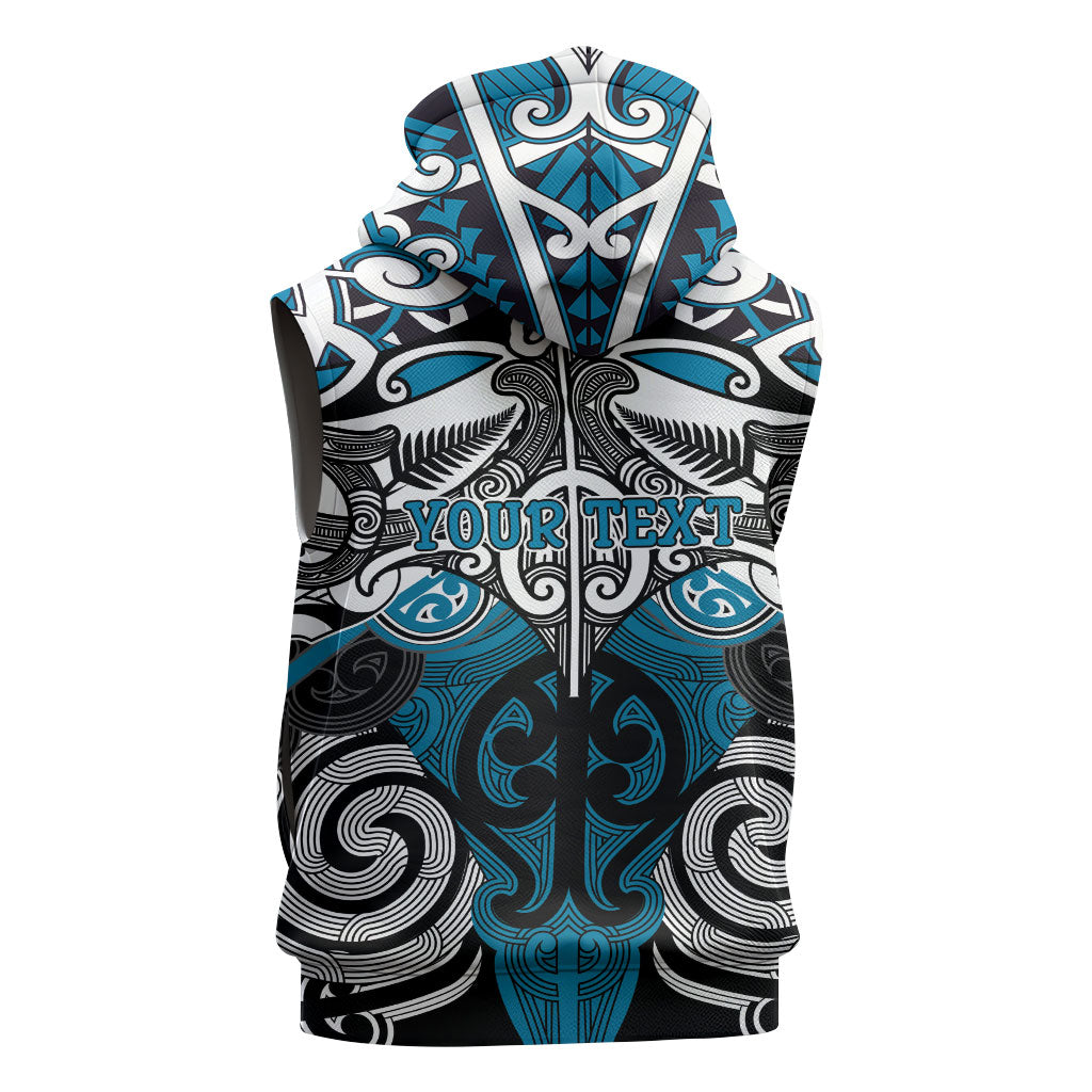 Personalised Maori Ngati Porou Sleeveless Zip Hoodie Silver Fern Kowhaiwhai Art LT01 - Polynesian Pride