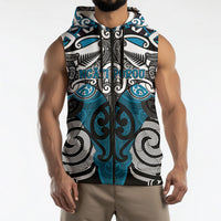Personalised Maori Ngati Porou Sleeveless Zip Hoodie Silver Fern Kowhaiwhai Art LT01 - Polynesian Pride