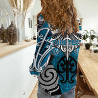 Personalised Maori Ngati Porou Women Casual Shirt Silver Fern Kowhaiwhai Art LT01 - Polynesian Pride