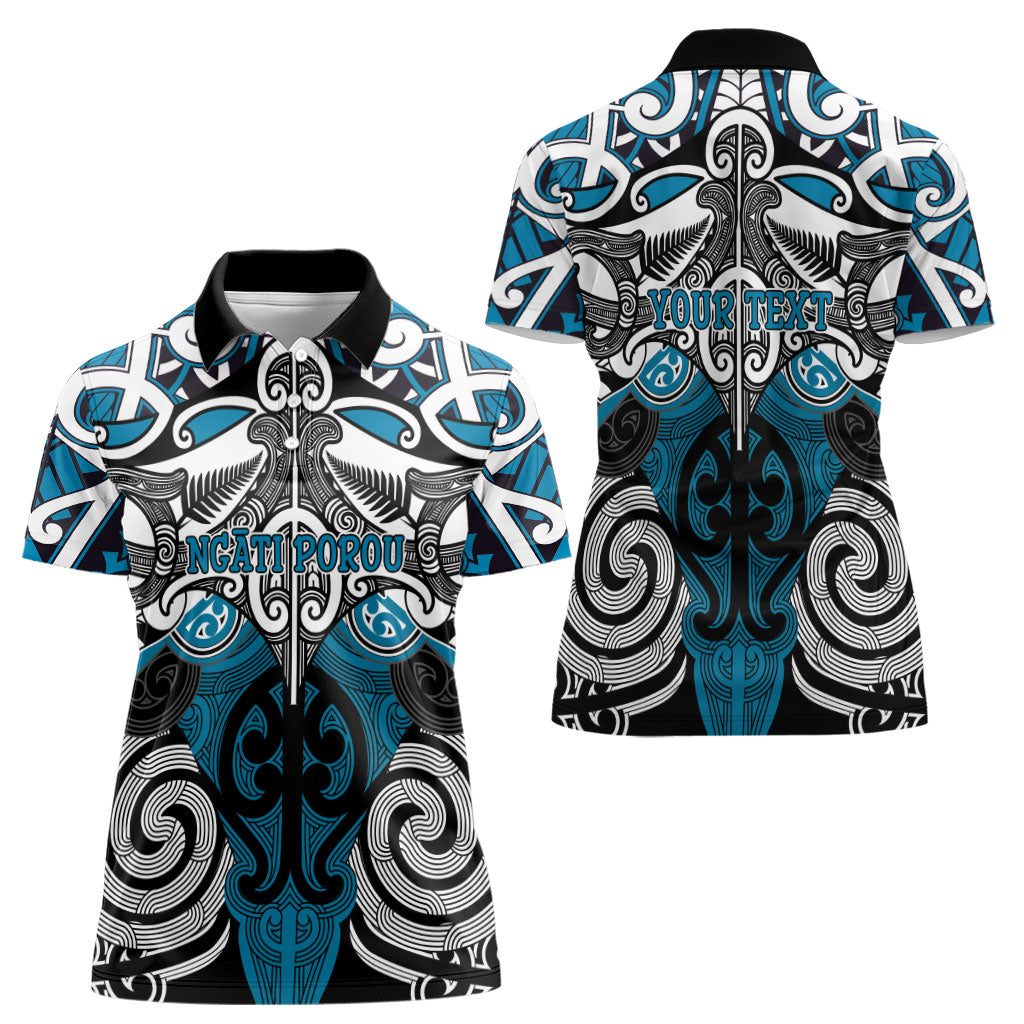 Personalised Maori Ngati Porou Women Polo Shirt Silver Fern Kowhaiwhai Art LT01 - Polynesian Pride