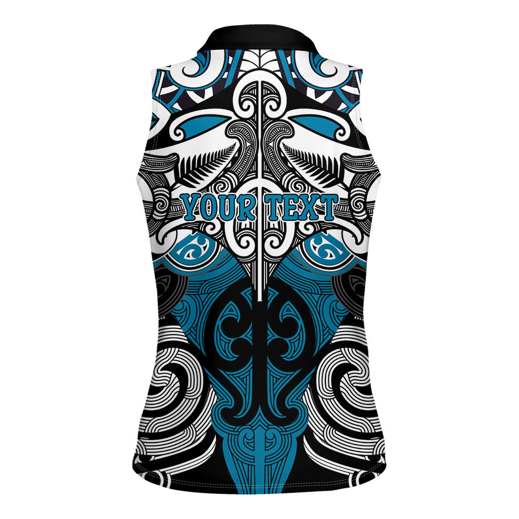 Personalised Maori Ngati Porou Women Sleeveless Polo Shirt Silver Fern Kowhaiwhai Art LT01 - Polynesian Pride