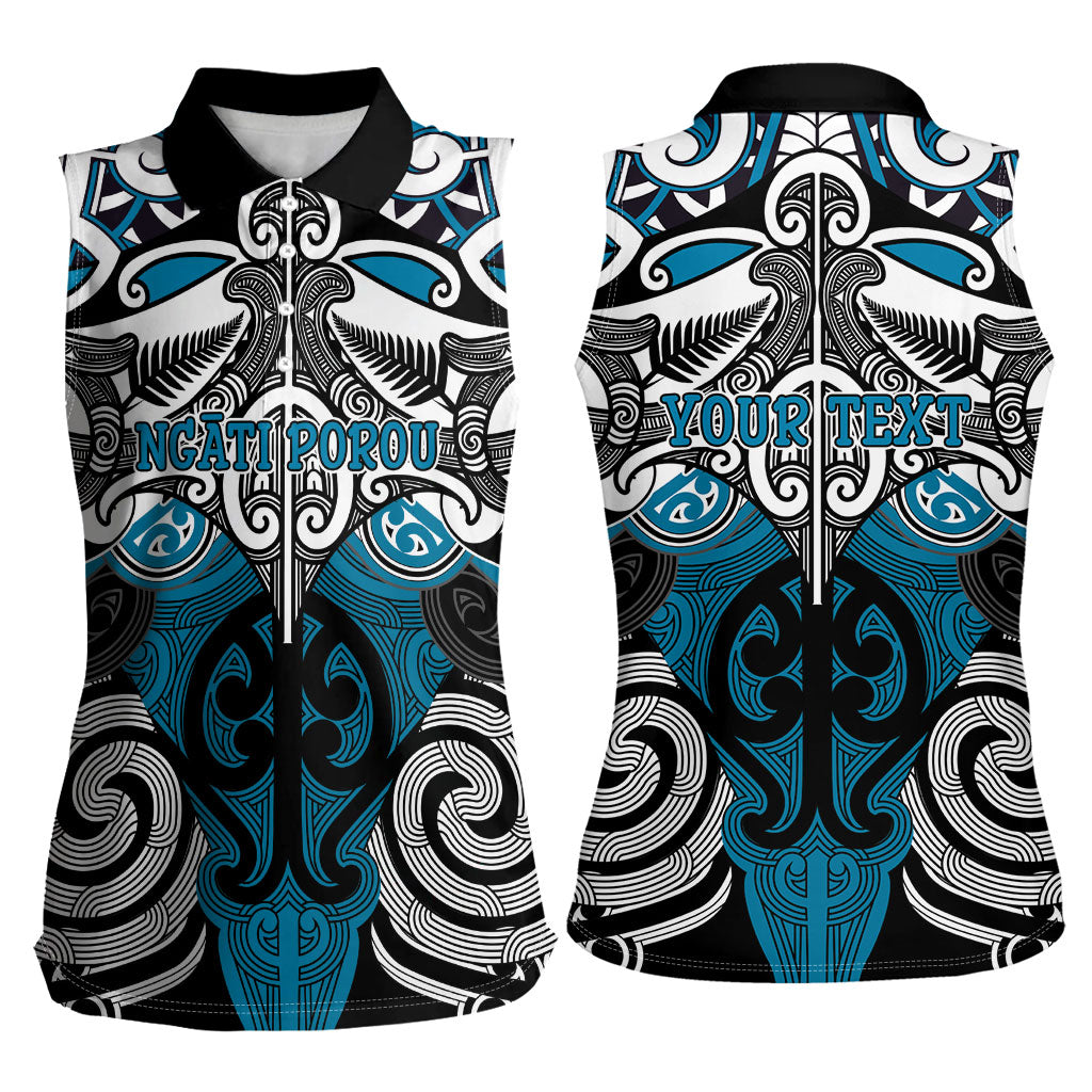 Personalised Maori Ngati Porou Women Sleeveless Polo Shirt Silver Fern Kowhaiwhai Art LT01 - Polynesian Pride