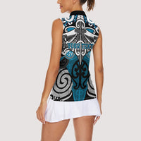 Personalised Maori Ngati Porou Women Sleeveless Polo Shirt Silver Fern Kowhaiwhai Art LT01 - Polynesian Pride