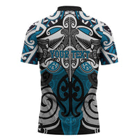 Personalised Maori Ngati Porou Zipper Polo Shirt Silver Fern Kowhaiwhai Art LT01 - Polynesian Pride