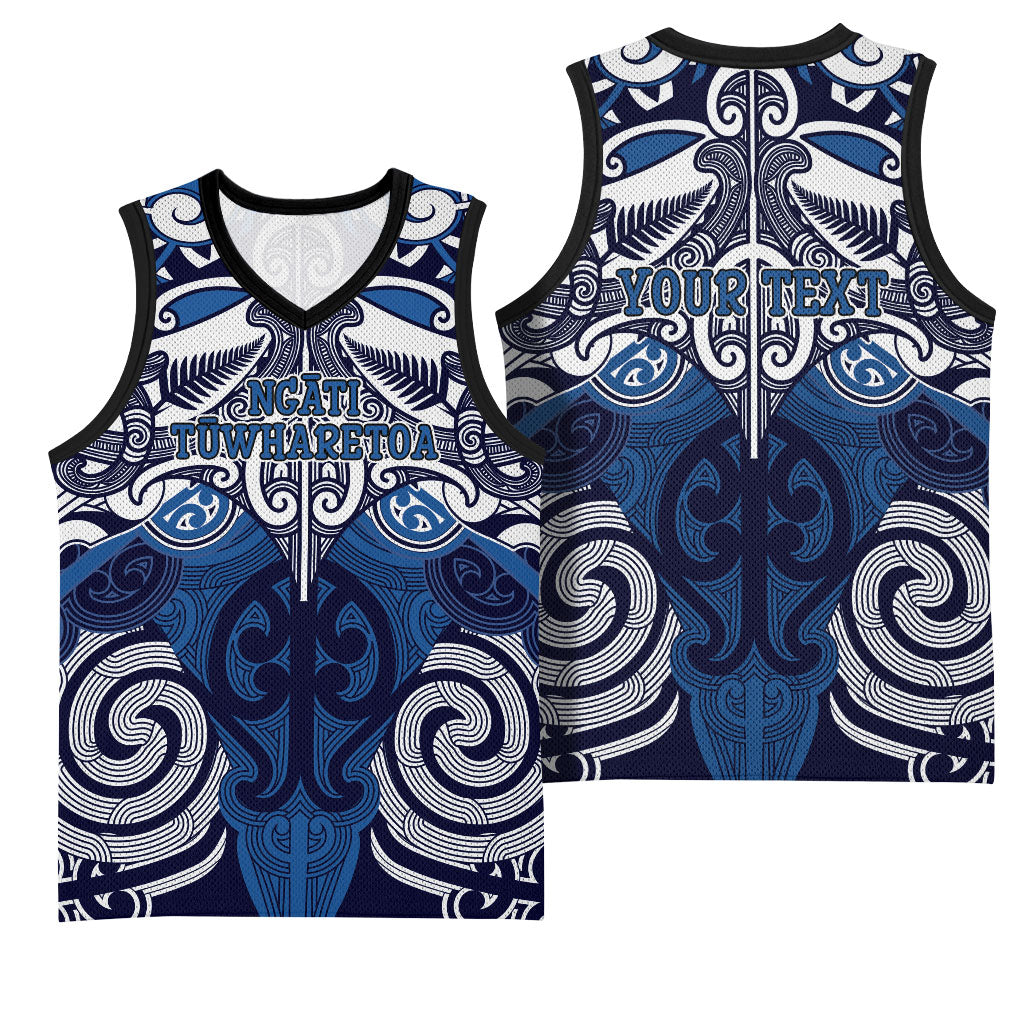 Personalised Maori Ngati Tuwharetoa Basketball Jersey Silver Fern Kowhaiwhai Art LT01 - Polynesian Pride