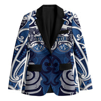 Personalised Maori Ngati Tuwharetoa Blazer Silver Fern Kowhaiwhai Art LT01 Unisex Blue - Polynesian Pride