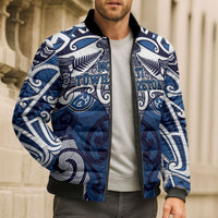 Personalised Maori Ngati Tuwharetoa Bomber Puffer Jacket Silver Fern Kowhaiwhai Art LT01 - Polynesian Pride