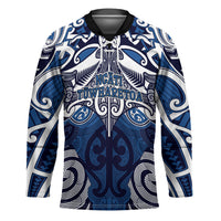 Personalised Maori Ngati Tuwharetoa Hockey Jersey Silver Fern Kowhaiwhai Art LT01 Unisex Blue - Polynesian Pride
