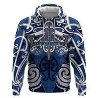 Personalised Maori Ngati Tuwharetoa Hoodie Silver Fern Kowhaiwhai Art LT01 Pullover Hoodie Blue - Polynesian Pride