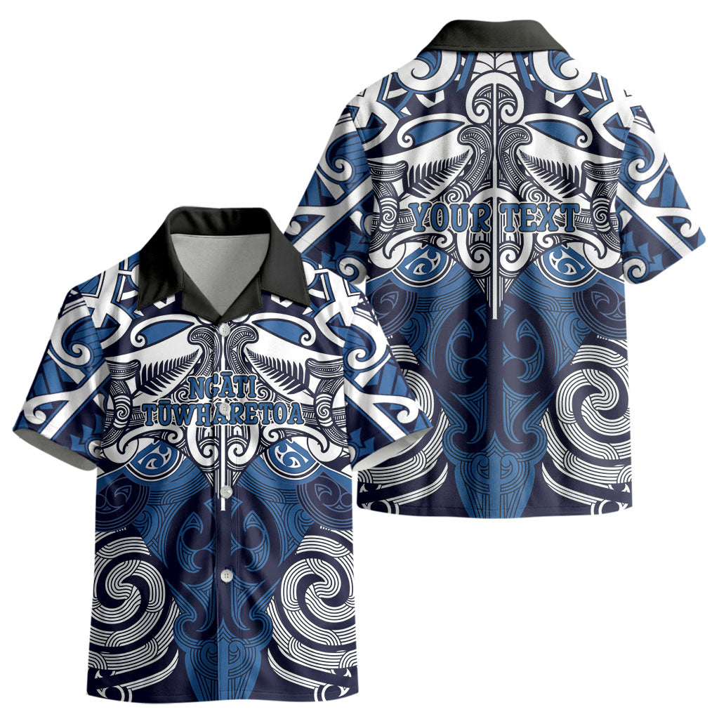 Personalised Maori Ngati Tuwharetoa Kid Hawaiian Shirt Silver Fern Kowhaiwhai Art LT01 - Polynesian Pride