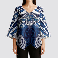 Personalised Maori Ngati Tuwharetoa Kimono Sleeve Blouse Silver Fern Kowhaiwhai Art LT01 - Polynesian Pride