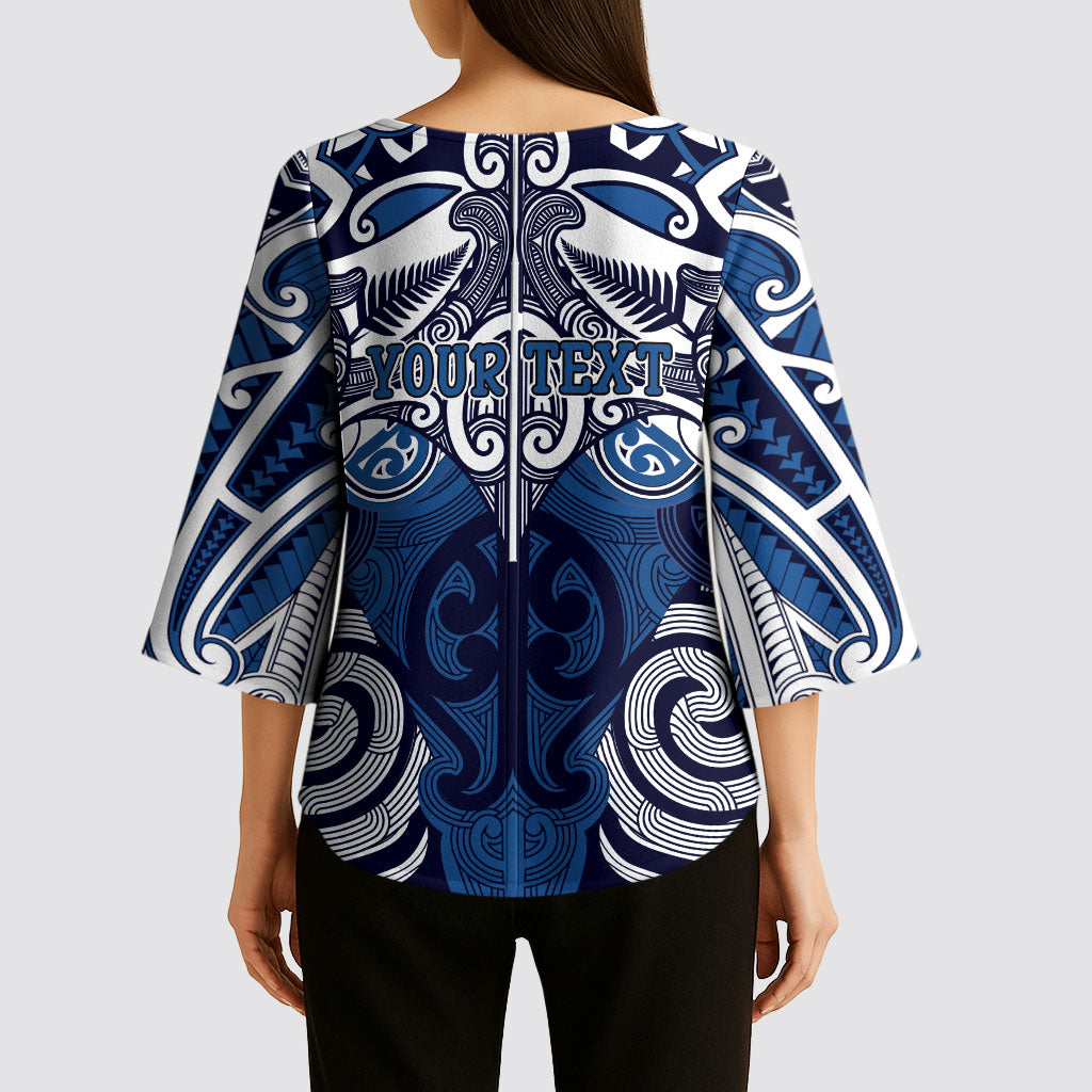 Personalised Maori Ngati Tuwharetoa Kimono Sleeve Blouse Silver Fern Kowhaiwhai Art LT01 - Polynesian Pride