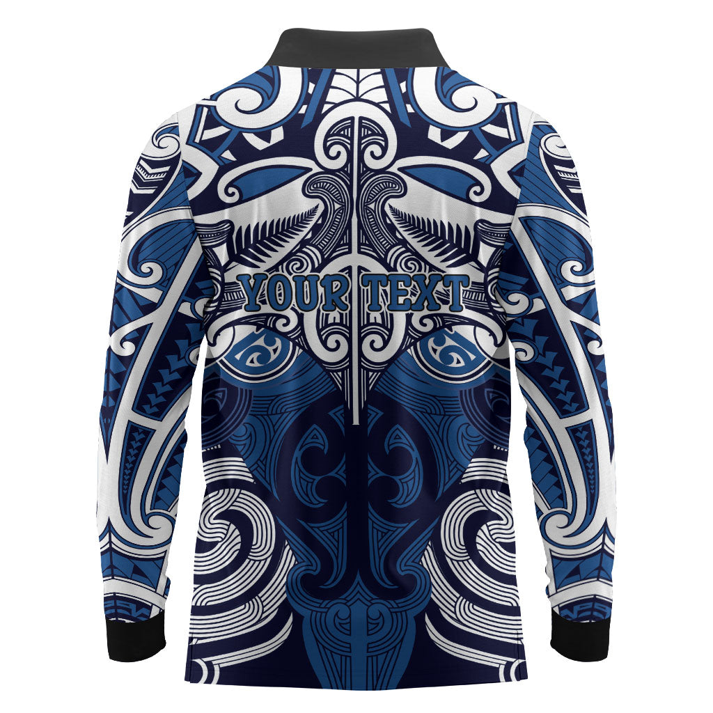 Personalised Maori Ngati Tuwharetoa Long Sleeve Polo Shirt Silver Fern Kowhaiwhai Art LT01 - Polynesian Pride