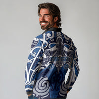 Personalised Maori Ngati Tuwharetoa Long Sleeve Polo Shirt Silver Fern Kowhaiwhai Art LT01 - Polynesian Pride