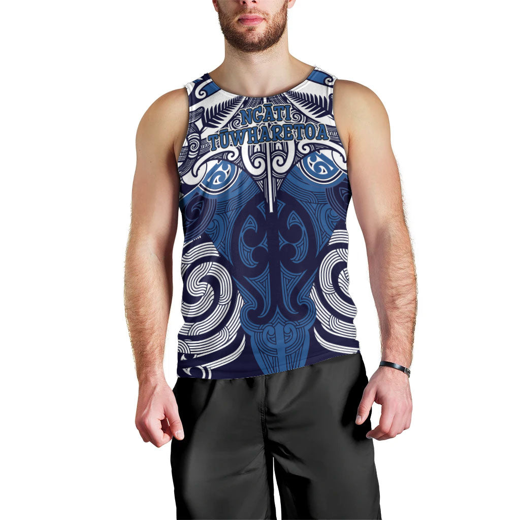 Personalised Maori Ngati Tuwharetoa Men Tank Top Silver Fern Kowhaiwhai Art LT01 - Polynesian Pride