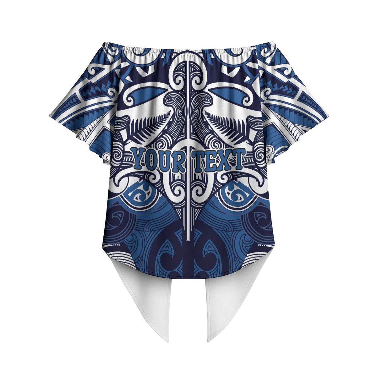Personalised Maori Ngati Tuwharetoa Off Shoulder Wrap Waist Top Silver Fern Kowhaiwhai Art LT01 - Polynesian Pride