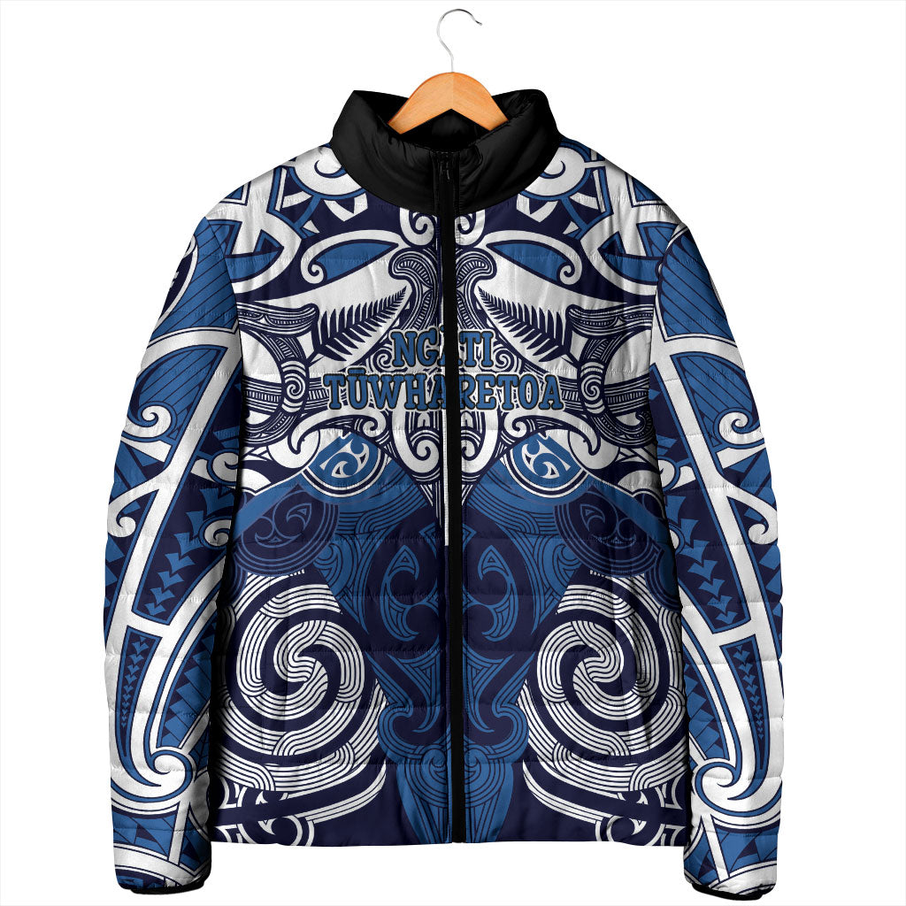 Personalised Maori Ngati Tuwharetoa Padded Jacket Silver Fern Kowhaiwhai Art LT01 - Polynesian Pride
