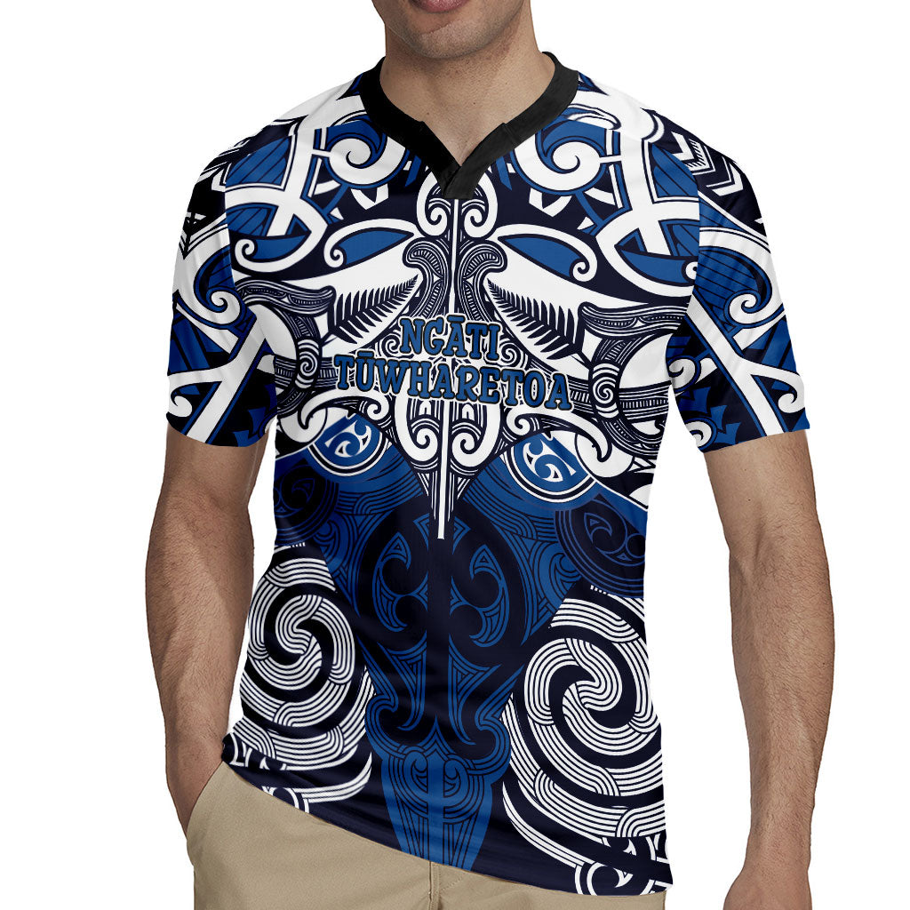 Personalised Maori Ngati Tuwharetoa Rugby Jersey Silver Fern Kowhaiwhai Art LT01 - Polynesian Pride