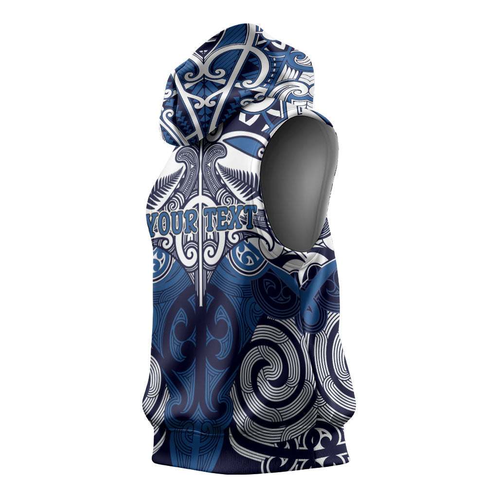 Personalised Maori Ngati Tuwharetoa Sleeveless Hoodie Silver Fern Kowhaiwhai Art LT01 - Polynesian Pride
