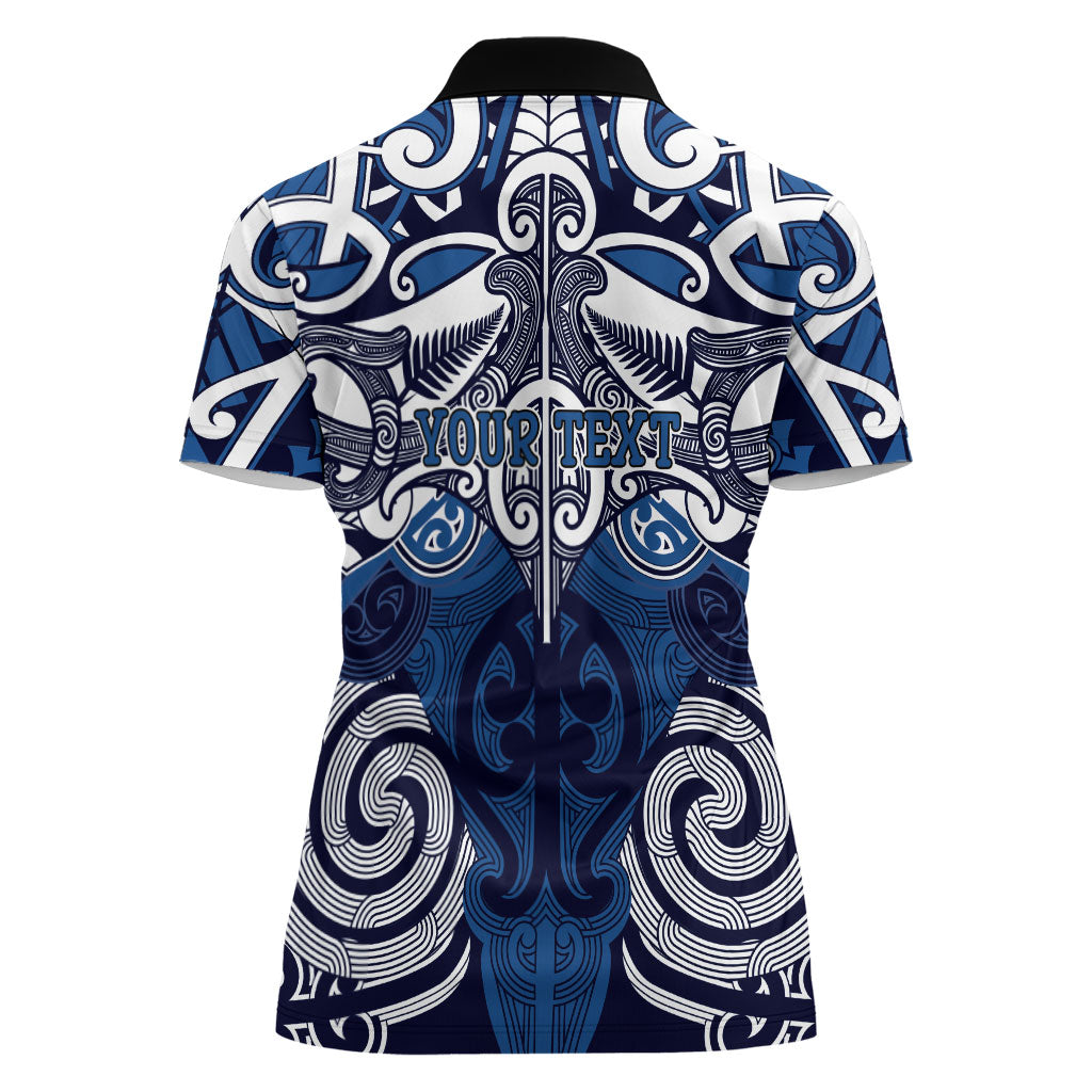 Personalised Maori Ngati Tuwharetoa Women Polo Shirt Silver Fern Kowhaiwhai Art LT01 - Polynesian Pride