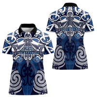 Personalised Maori Ngati Tuwharetoa Women Polo Shirt Silver Fern Kowhaiwhai Art LT01 - Polynesian Pride