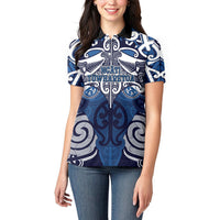 Personalised Maori Ngati Tuwharetoa Women Polo Shirt Silver Fern Kowhaiwhai Art LT01 - Polynesian Pride