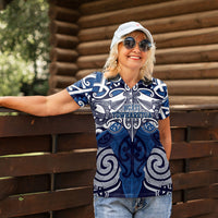 Personalised Maori Ngati Tuwharetoa Women Polo Shirt Silver Fern Kowhaiwhai Art LT01 - Polynesian Pride