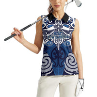 Personalised Maori Ngati Tuwharetoa Women Sleeveless Polo Shirt Silver Fern Kowhaiwhai Art LT01 - Polynesian Pride