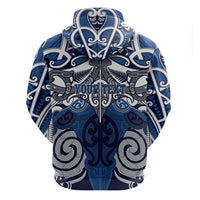 Personalised Maori Ngati Tuwharetoa Zip Hoodie Silver Fern Kowhaiwhai Art LT01 - Polynesian Pride