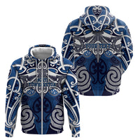 Personalised Maori Ngati Tuwharetoa Zip Hoodie Silver Fern Kowhaiwhai Art LT01 - Polynesian Pride