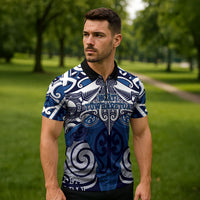 Personalised Maori Ngati Tuwharetoa Zipper Polo Shirt Silver Fern Kowhaiwhai Art LT01 - Polynesian Pride