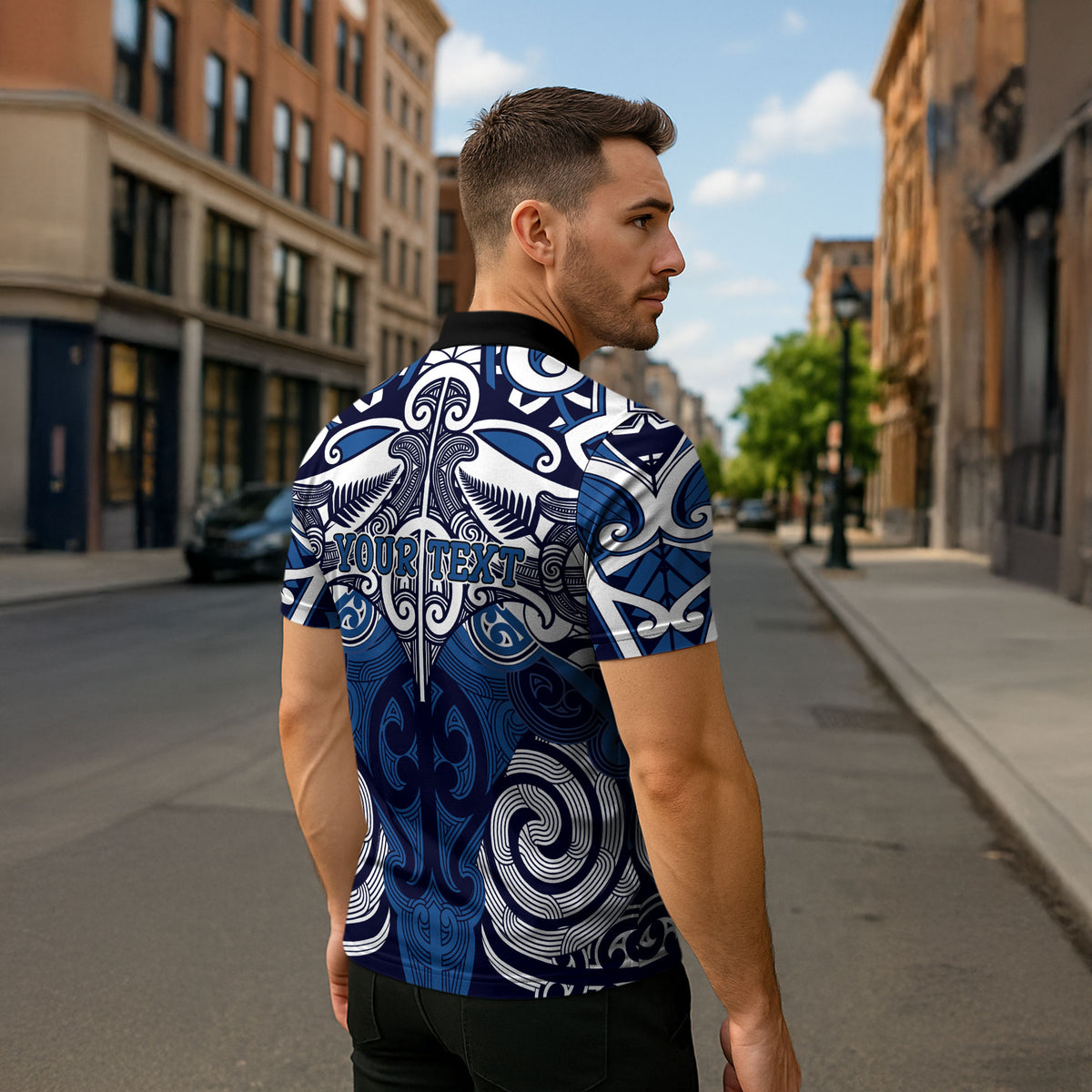 Personalised Maori Ngati Tuwharetoa Zipper Polo Shirt Silver Fern Kowhaiwhai Art LT01 - Polynesian Pride