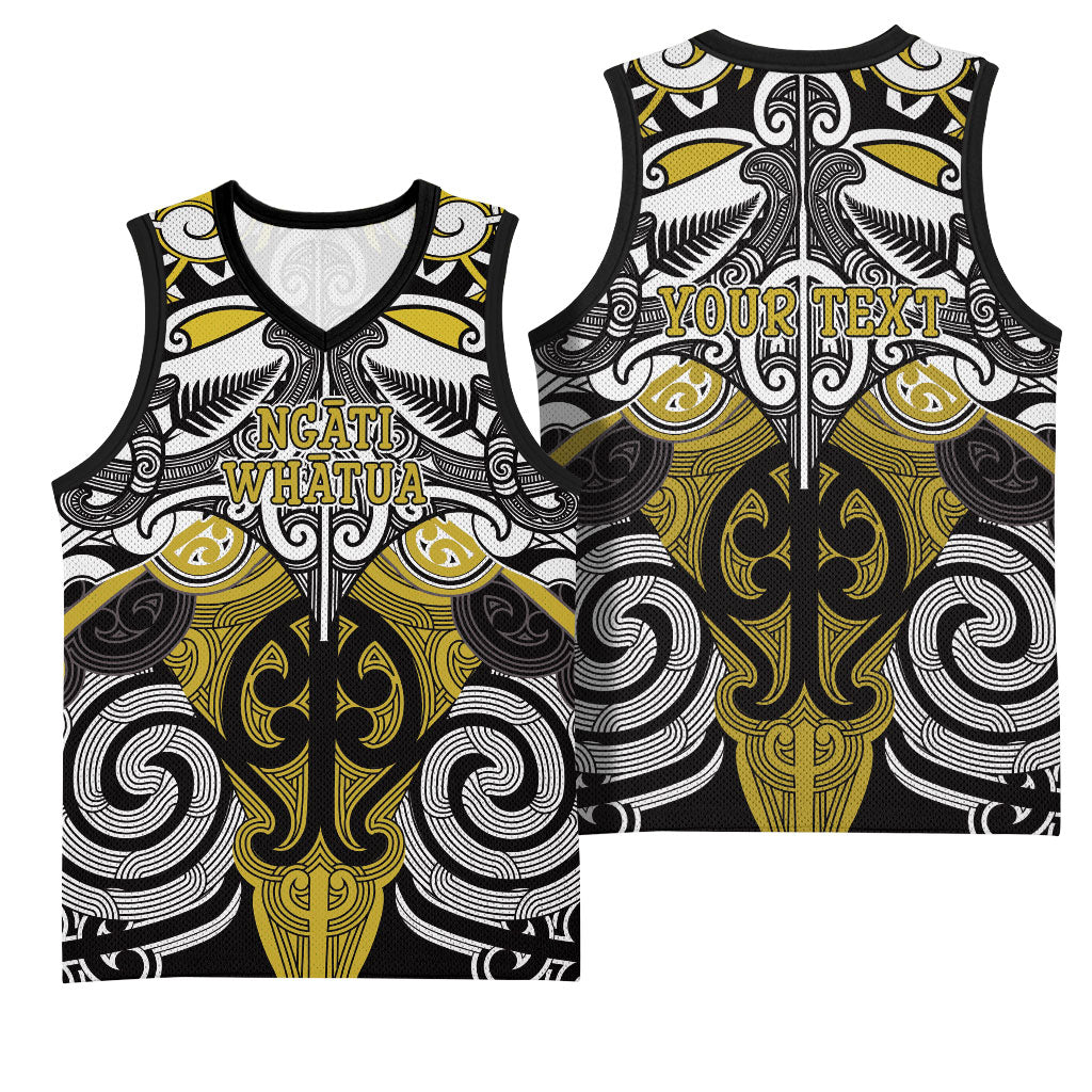 Personalised Maori Ngati Whatua Basketball Jersey Silver Fern Kowhaiwhai Art LT01 - Polynesian Pride