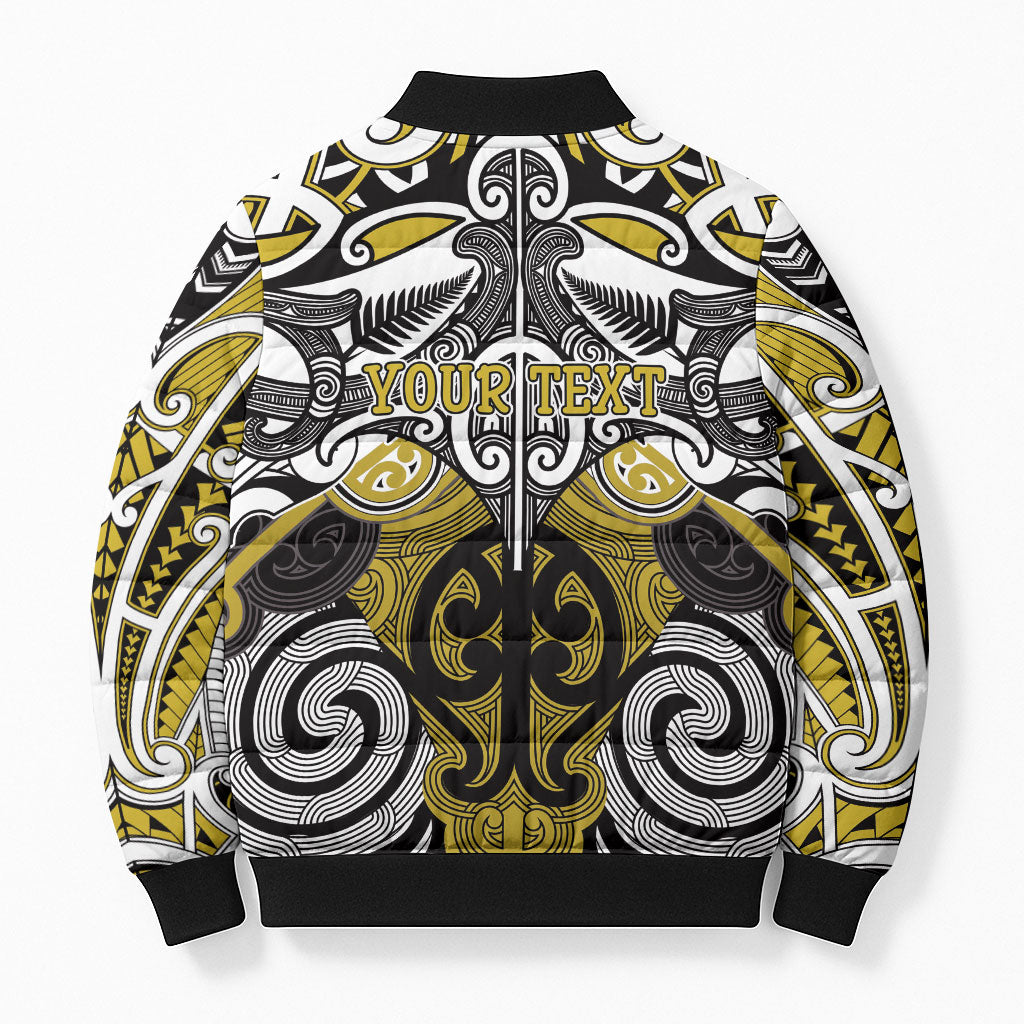 Personalised Maori Ngati Whatua Bomber Puffer Jacket Silver Fern Kowhaiwhai Art LT01 - Polynesian Pride