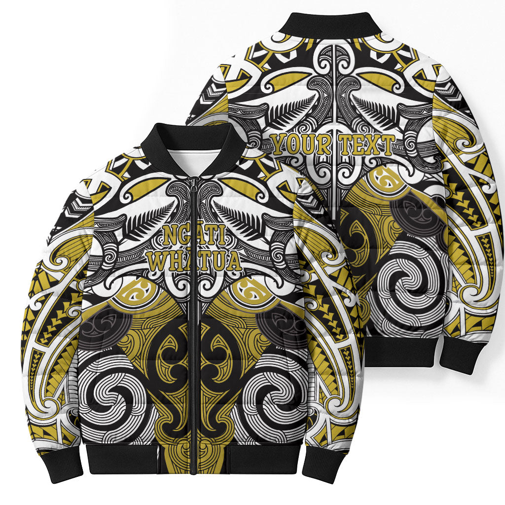 Personalised Maori Ngati Whatua Bomber Puffer Jacket Silver Fern Kowhaiwhai Art LT01 - Polynesian Pride