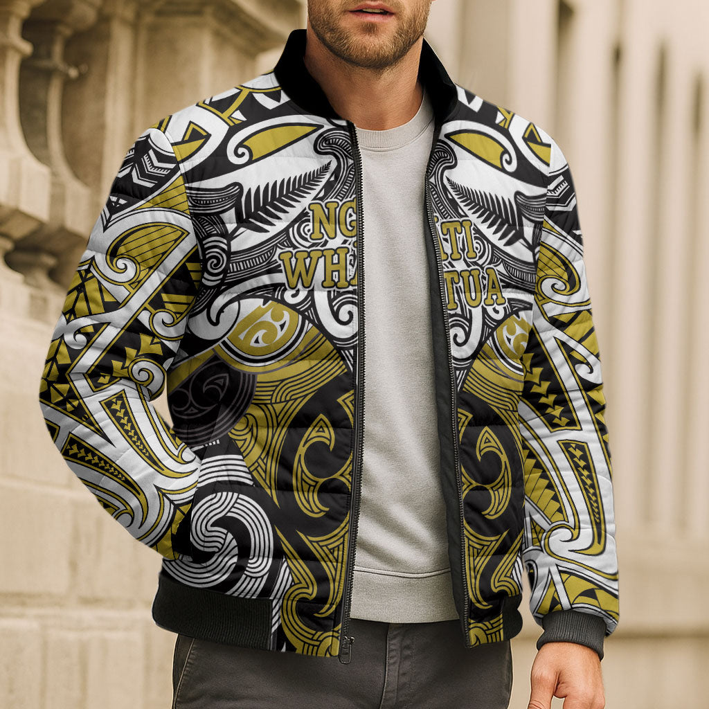 Personalised Maori Ngati Whatua Bomber Puffer Jacket Silver Fern Kowhaiwhai Art LT01 - Polynesian Pride