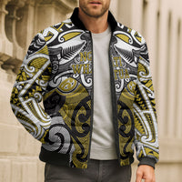 Personalised Maori Ngati Whatua Bomber Puffer Jacket Silver Fern Kowhaiwhai Art LT01 - Polynesian Pride
