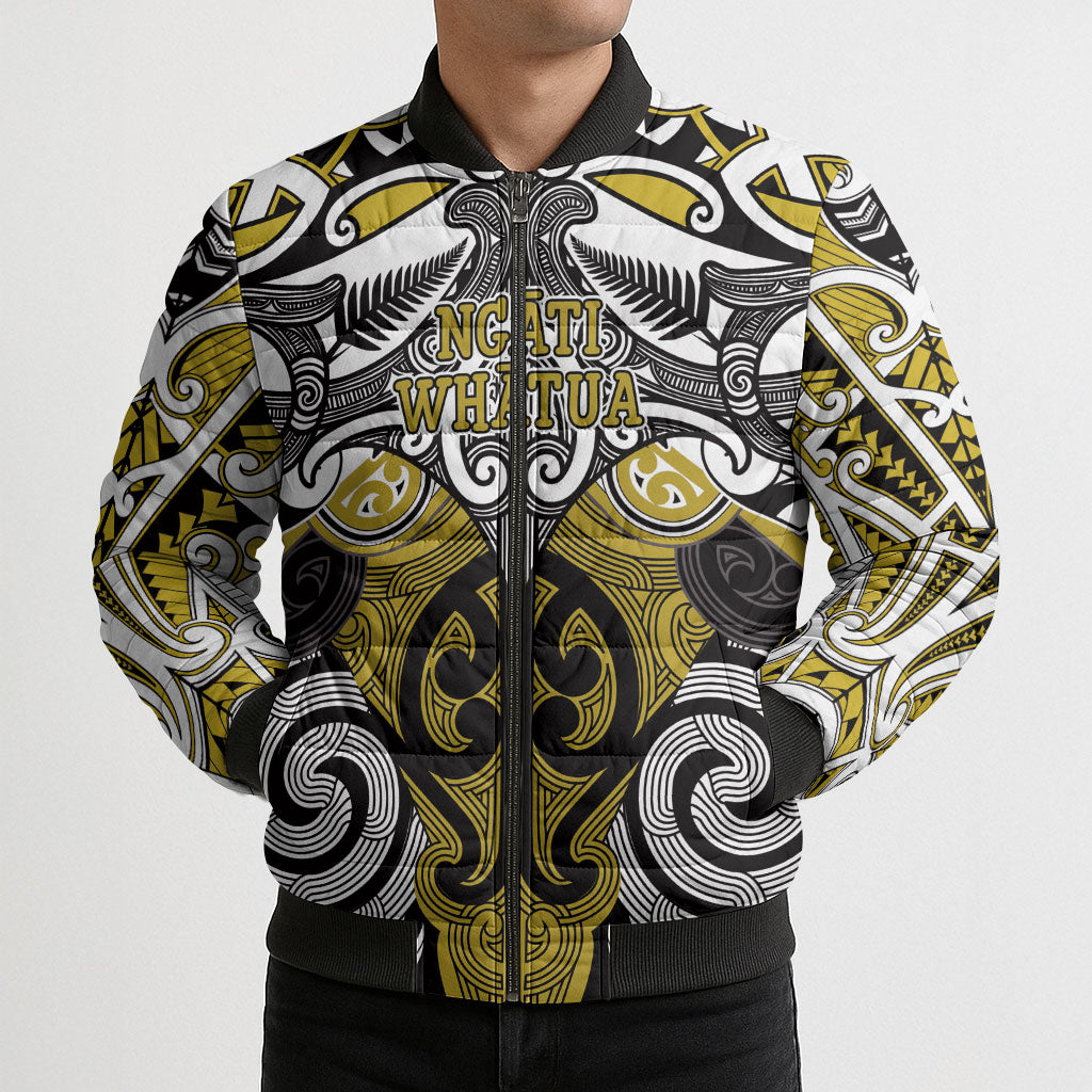 Personalised Maori Ngati Whatua Bomber Puffer Jacket Silver Fern Kowhaiwhai Art LT01 - Polynesian Pride